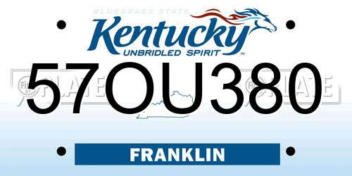 57OU380 Kentucky License Plate