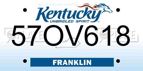 57OV618 Kentucky License Plate