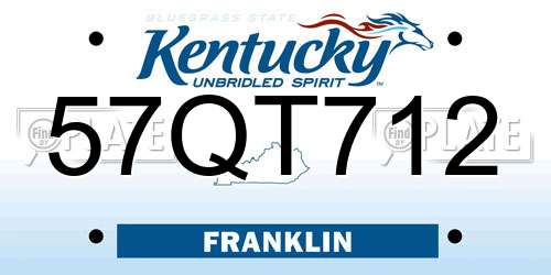 57QT712 Kentucky License Plate