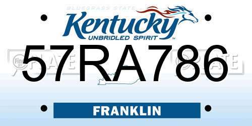 57RA786 Kentucky License Plate