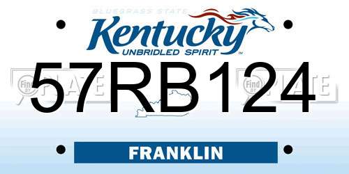 57RB124 Kentucky License Plate