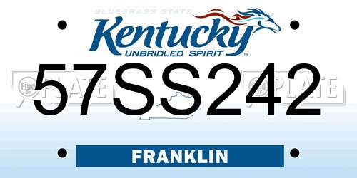 57SS242 Kentucky License Plate