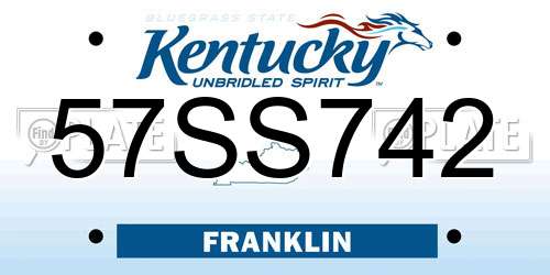 57SS742 Kentucky License Plate