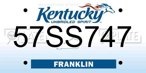 57SS747 Kentucky License Plate