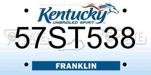 57ST538 Kentucky License Plate