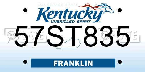 57ST835 Kentucky License Plate