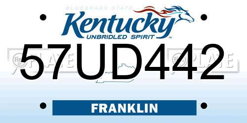 57UD442 Kentucky License Plate
