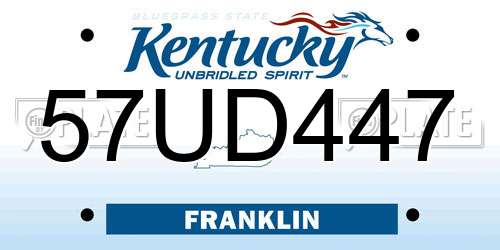 57UD447 Kentucky License Plate