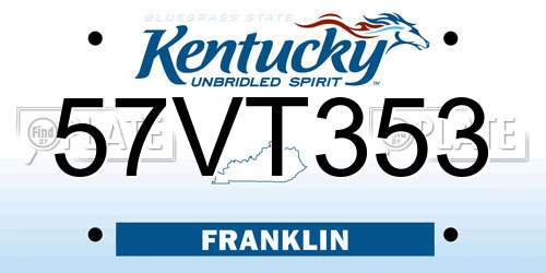 57VT353 Kentucky License Plate