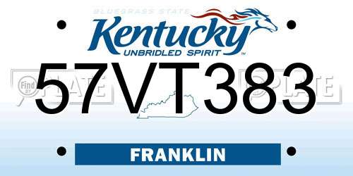 57VT383 Kentucky License Plate