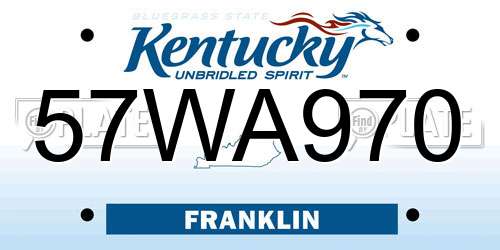 57WA970 Kentucky License Plate