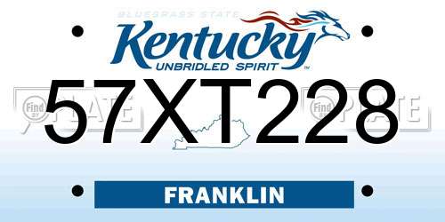 57XT228 Kentucky License Plate