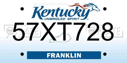 57XT728 Kentucky License Plate