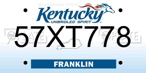 57XT778 Kentucky License Plate