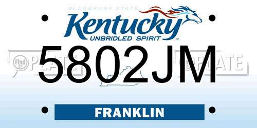 5802JM Kentucky License Plate