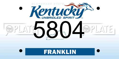 5804 Kentucky License Plate