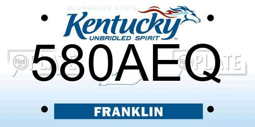 580AEQ Kentucky License Plate