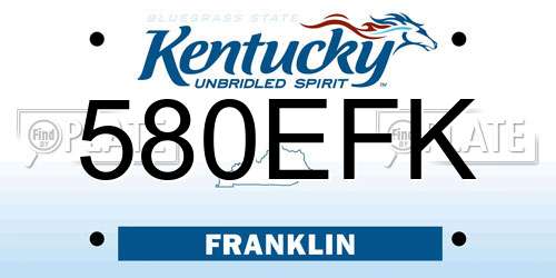 580EFK Kentucky License Plate