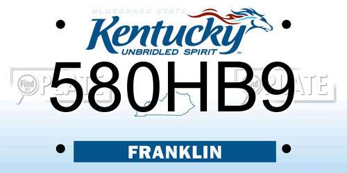 580HB9 Kentucky License Plate