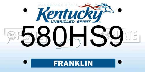 580HS9 Kentucky License Plate