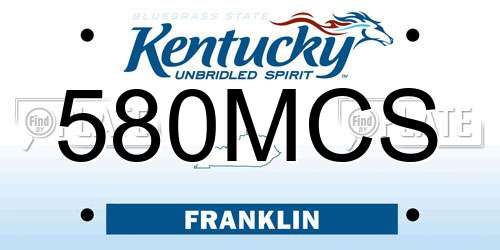 580MCS Kentucky License Plate