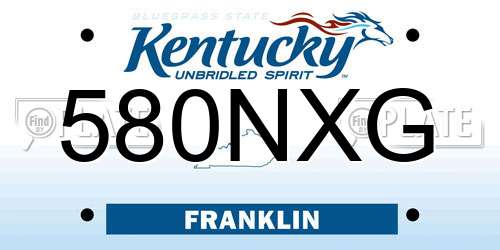 580NXG Kentucky License Plate