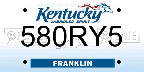 580RY5 Kentucky License Plate