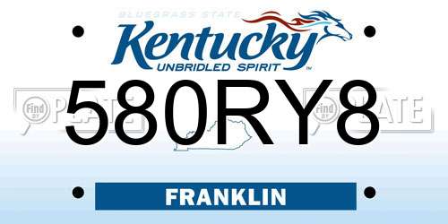 580RY8 Kentucky License Plate