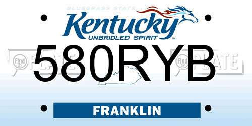 580RYB Kentucky License Plate