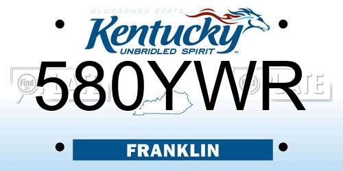 580YWR Kentucky License Plate