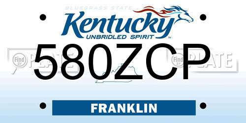 580ZCP Kentucky License Plate