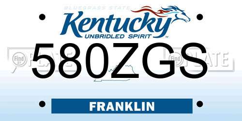 580ZGS Kentucky License Plate