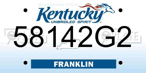 58142G2 Kentucky License Plate