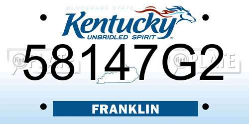 58147G2 Kentucky License Plate