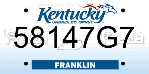 58147G7 Kentucky License Plate