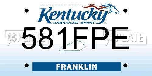 581FPE Kentucky License Plate