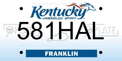 581HAL Kentucky License Plate