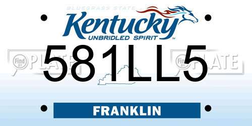 581LL5 Kentucky License Plate