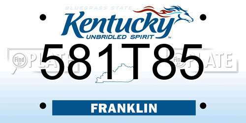 581T85 Kentucky License Plate