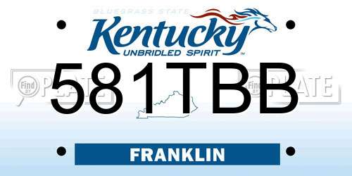 581TBB Kentucky License Plate