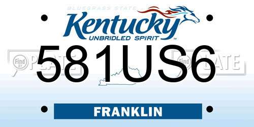 581US6 Kentucky License Plate