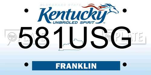 581USG Kentucky License Plate