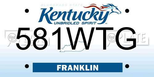 581WTG Kentucky License Plate