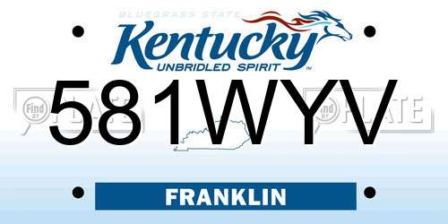 581WYV Kentucky License Plate