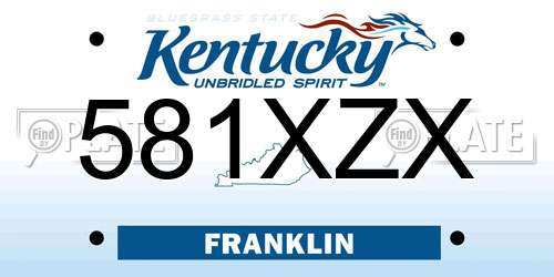 581XZX Kentucky License Plate