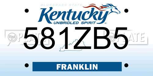 581ZB5 Kentucky License Plate