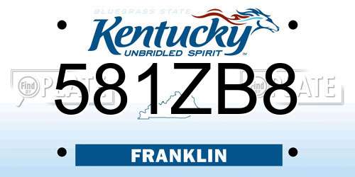 581ZB8 Kentucky License Plate