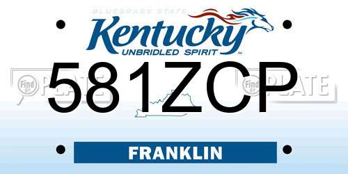 581ZCP Kentucky License Plate