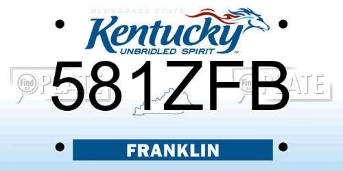 581ZFB Kentucky License Plate