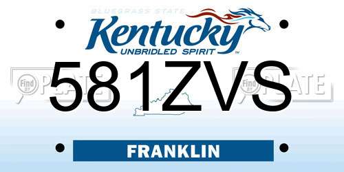 581ZVS Kentucky License Plate